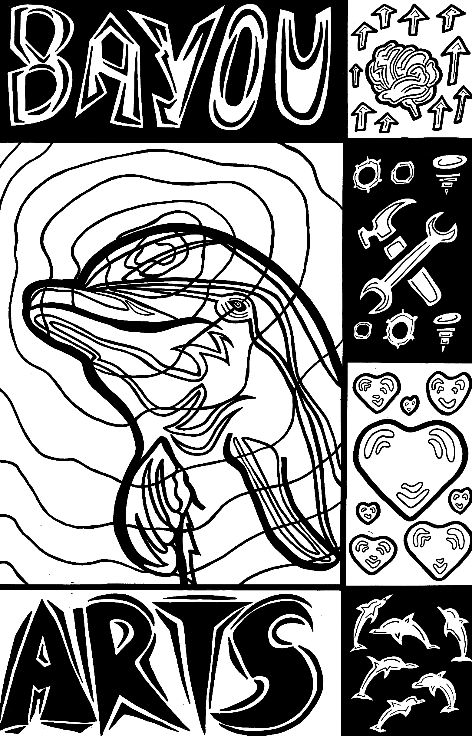 Bottle nose dolphin and attributes poster design
